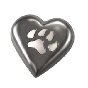 Urnes de crémation de coeur en laiton avec la conception blanche d'empreinte de patte et la couleur pourpre finie pour les urnes humaines de forme de coeur de cendres. - Product Image 6