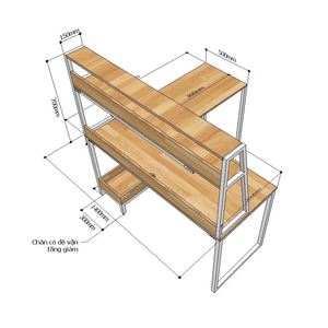 COD68047 L-Shaped Gaming <b>Computer</b> Desk Portable Adjustable Height Integrated Bookshelf for <b>Office</b> Use Hotels Made Durable Metal - Product Image 5