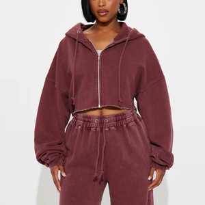 Ensemble de survêtement décontracté d'hiver pour femmes, personnalisé, écologique, à séchage rapide, grande taille, en coton, deux pièces, avec fermeture éclair, sweat-shirt à capuche et short - Product Image 4