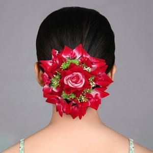 Pince à cheveux fleur de rose en soie artificielle acrylique pour dames Accessoires de mariage pour chapeaux de mariée et décorations de fête Style Hawaii - Product Image 6