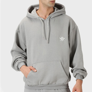 Sweat à capuche vintage en denim lavé avec lettres brodées, grande poche, taille plissée, sweat unisexe ample - Product Image 3