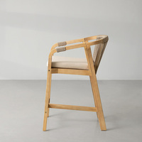 Chaise de bar moderne avec structure en teck massif et dossier en corde tressée pour hôtel et salle à manger