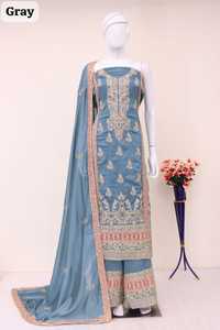 Lourd PV Vichitra avec broderie Codding Sequence Work Salwar Suit Femme Fabricant et fournisseur de mode de Surat - Product Image 4