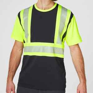 Rayas reflectantes Hi Vis Workwear Construcción Hi Vis Seguridad Trabajo Camiseta Media manga Reflectante Camiseta de alta visibilidad - Product Image 3