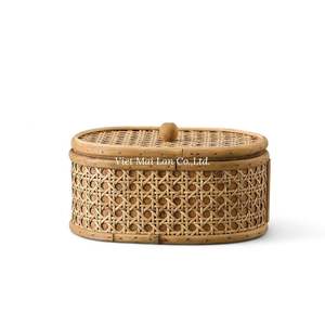 Boîte de rangement multifonctionnelle en rotin faite à la main, éco-responsable, de style bohème, en provenance du Vietnam, pour l'organisation de la maison et une vie durable - Product Image 3