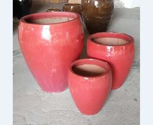 [Leo Nguyen Le] - Macetas de cerámica redondas, brillantes y esmaltadas de colores, para flores, de exterior, grandes, para jardín, venta al por mayor. - Product Image 1