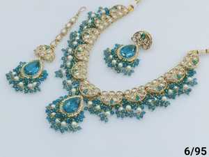 Nuevo diseño de lujo chapado en oro tradicional Motipearl & Drop Kundan tachonado gargantilla collar pendiente Mangtika conjunto y conjunto de joyería - Product Image 4