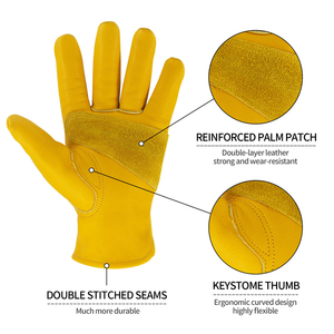 High Quality Lightweight Leather Made Working Safety Gloves For Sale Best Quality Solid Color Leather Working Gloves - Product Image 6