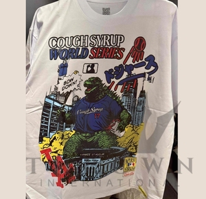 Camisetas clásicas de la serie THE WORLD'S SERIES con estampado 'That's a Awful Lot of COUGH SYRUP', 100% algodón, hombros caídos, camisetas estampadas para hombre - Product Image 2