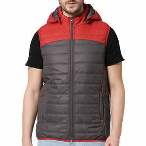 Chaleco acolchado transpirable con bolsillo interior de estilo con cremallera y capucha, chaleco acolchado de burbujas sin mangas a la moda para hombre - Product Image 1