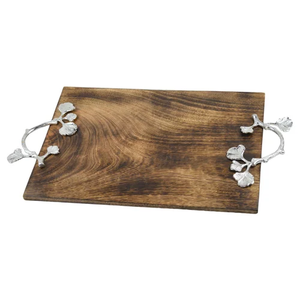 Plateau en bois de manguier Accessoires de cuisine Poignée de conception de fleurs en métal Meilleur plateau en bois décoratif à la mode - Product Image 1