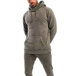 Respirant de qualité supérieure haut de gamme tendance hommes conception personnalisée à la mode lavage à l'acide couleur unie survêtement dernier Style - Product Image 2