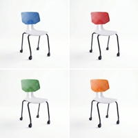 Chaise d'école commerciale en plastique ARSU, structure métallique, dossier solide, hauteur réglable, pieds sabre, style minimaliste, empilable, pour enfant