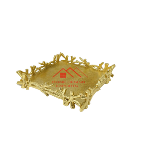 Bandeja para servir alimentos de Metal hecha a mano con acabado dorado 2025, bandeja para servir alimentos y bebidas de lujo con diseño personalizado - Product Image 1