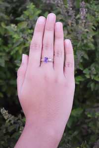 แหวนใบมีดดีไซน์แบบมินิมอล925สเตอร์ลิงพลอยอเมทิสต์ธรรมชาติสินค้าใหม่2025สำหรับงานแต่งงานแบบคลาสสิก - Product Image 1