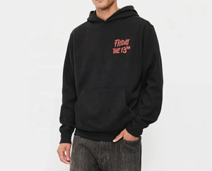 Sudadera con Capucha Negra para Hombre, de Algodón y Felpa, Estilo Casual, con Estampado Frontal, Corte Regular, para Otoño, Proveedor Mayorista - Product Image 1