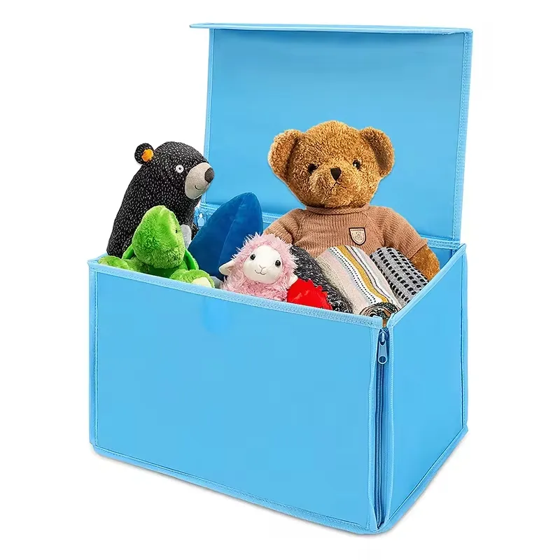 صندوق كبير لألعاب الأطفال قابل للطي مع غطاء علوي على شكل قلاب سلة تخزين للألعاب المحشوة والحيوانات والملابس منظم صندوق لغرف النوم
