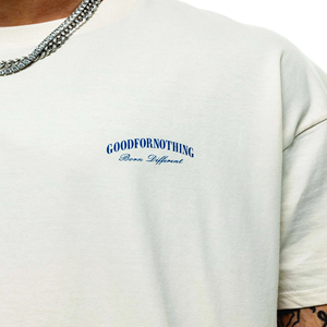 เสื้อยืดคอกลมแขนสั้นสำหรับผู้หญิงและผู้ชายเสื้อยืดคอกลมผ้าคอตตอนสองชั้นดีไซน์ทรงโอเวอร์ไซส์ - Product Image 5