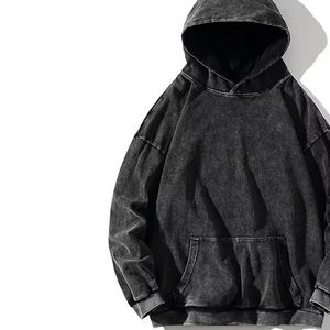 Full Black Blank Heavyweight Vintage Acid Wash Hoodie Men Unisex 100% Cotton Hoody <b>Jacket</b> With Pocket Tie Dye Hoodies - Product Image 6