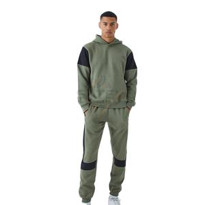 Survêtement d'hiver décontracté écologique en molleton 100 % coton pour homme, grande taille, 2 pièces, avec sweat à capuche respirant - Product Image 1