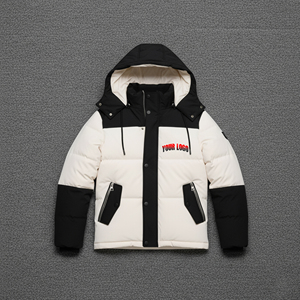Blouson matelassé pour homme à col montant, avec capuche amovible, logo personnalisé imprimé, vêtement décontracté d'hiver, blouson bomber zippé, vente chaude - Product Image 3