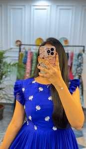 Maxi vestido floral bohemio de moda para mujer, línea A de tela suave con mangas abullonadas, uso diario y de vacaciones - Product Image 3