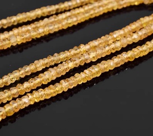 Cuentas Rondelle facetadas de zafiro amarillo Natural de 42 quilates y 17 pulgadas de largo, joyería personalizada de 2-3mm con cuentas de piedra de regalo de Navidad - Product Image 1