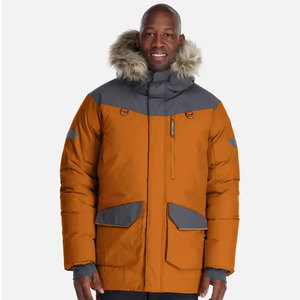 2024 Venta caliente chaqueta Parka para hombre Color sólido impermeable diseño impreso largo con decoración de piel nueva colección fresca - Product Image 1