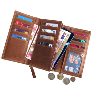 ใหม่ล่าสุดกระเป๋าเงินและกระเป๋าสตางค์หนังสามทบสำหรับผู้ชายสวมใส่ทุกวันกระเป๋าหนังวัวที่มีที่ใส่บัตรประสิทธิภาพสูง - Product Image 4