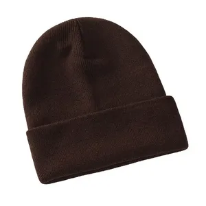 Gorro de Invierno Unisex de Acrílico, Diseño con Puño, Color Sólido, 56-58CM, Estilo Casual para Adultos, Negro, Azul Marino, Gris, Blanco - Product Image 3
