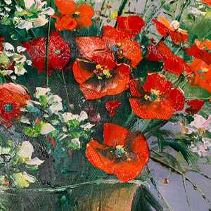 Dipinti a olio in tela di lino 20 × 24 pollici fiori in vaso dipinti a mano decorazione murale in stile moderno 100% fatti a mano senza Base di supporto stampata - Product Image 2