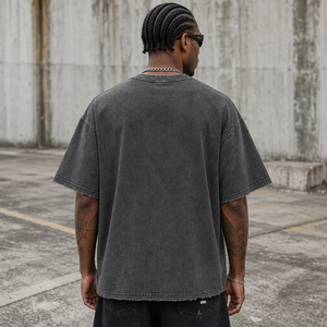 ODM OEM Cotton Acid Wash Distress Breathable T-Shirts Custom Superior Quality <b>Vintage</b> <b>Graphic</b> Print Short Sleeve O-Neck <b>Tees</b> - Product Image 2
