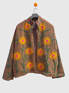 Veste en coton brodée florale, col mandarin, manches longues, style Prairie Chic, grande taille, pour femme, style printemps - Product Image 3