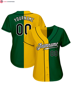 Hot Sale Authentic Sportswear Custom Kelly <b>Green</b> <b>Black</b>-Yellow Authentic Split Fashion Sublimation Baseball Jersey - Product Image 2
