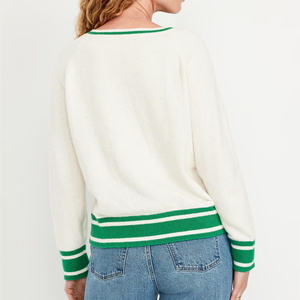 Pulls en tricot personnalisés pour femmes avec logo, col en V, style preppy, OEM, pour marques <span class=keywords><strong>de</strong></span> mode, tennis et <span class=keywords><strong>cricket</strong></span>. - Product Image 3