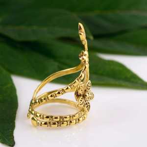 Market Favorite Boho Flower Armor <b>Ring</b> Tribal Brass <b>Rings</b> Women 18k Gold Plated Floral Swirl <b>Statement</b> Jewelry Wholesale/OEM/ODM - Product Image 2