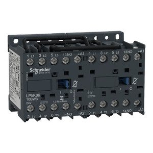 สำหรับ Schneider LP5K0610BW3ไฟฟ้า TeSys K 3P คอนแทคมอเตอร์สตาร์ทเตอร์ย้อนกลับพร้อม6 AC-3 <= 440 V 1ไม่มีขดลวด DC 24 V - Product Image 1