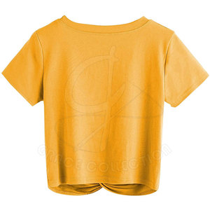 Top corto de yoga para mujer, camisetas ajustadas con diseño de hombro caído con decoración de agujeros, la mejor calidad para ropa de verano con patrón personalizado - Product Image 2