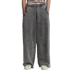 Pantalon de survêtement surdimensionné unisexe personnalisé Baggy pantalon de jogging à jambes larges pour hommes Streetwear en polaire de coton lourd commande en gros OEM - Product Image 1