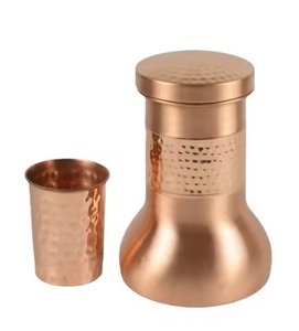 Bouteille en cuivre pour l'eau potable fabriquée à la main, antirouille, rehausseur de santé ayurvédique imprimé bouteille en cuivre exquise avec gobelets - Product Image 5