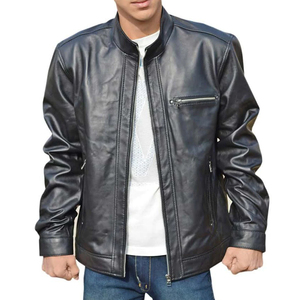 Chaqueta de cuero genuino con logotipo personalizado para hombre, chaquetas de cuero transpirables de alta calidad ajustadas de manga larga para hombre, la mejor calidad a la venta 2025 - Product Image 1