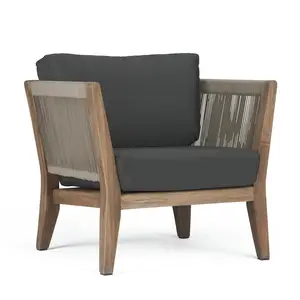 짠 로프 정원 소파 단단한 티크 나무 소파 야외 가구 레저 안뜰 사이드 수영장 의자 라운지 의자