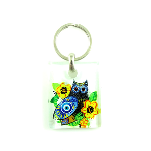 Llavero de cristal moderno con ojo turco DAFNI BIG PAZAR - Regalo promocional novedoso troquelado e impreso, hecho en Estambul - Product Image 5