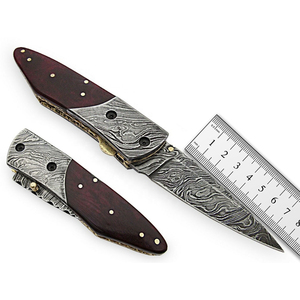 Cuchillo de bolsillo plegable de acero de Damasco personalizado, mango de hueso, nombre y logotipo personalizados, calidad superior para caza, Camping, regalo Ideal - Product Image 1