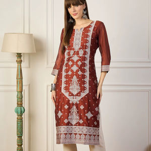 High on Demand <b>Women</b> Cotton Silk Straight Cut <b>Kurti</b> Daily Wear & Office Wear Ethnic Top Available <b>for</b> Sale - Product Image 1