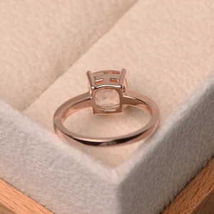 Natural Pink Morganite <b>Ring</b> 925 Sterling <b>Silver</b> <b>Solitaire</b> Vintage Style Cushion Cut Rose Gold Plated Gemstone Third Party - Product Image 2