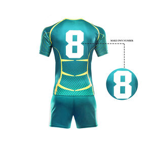 100% polyester respirant Rugby Jersey Logo de l'équipe personnalisée ensembles de vêtements de sport pour adultes hommes antibactérien séchage rapide caractéristiques personnalisées - Product Image 4