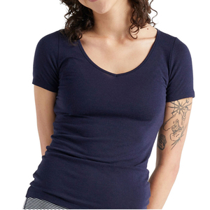 Camisetas 2023 de algodón con logotipo personalizado para mujer, ropa lisa con cuello en v, 100% GSM, venta al por mayor - Product Image 2