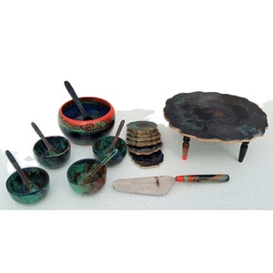 Plato de pastel con 4 piezas de posavasos, juego de resina hecho con borde dorado, cuchillo para pastel, juego de herramientas, plato de pastel de resina hecho a mano - Product Image 4