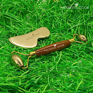 Set de Rodillo Facial y Gua Sha Ayurvédico Kansa de Lujo Medieval Edge ME-KRGS-01 para Rejuvenecimiento Facial y Alivio del Estrés, Original de la India - Product Image 4